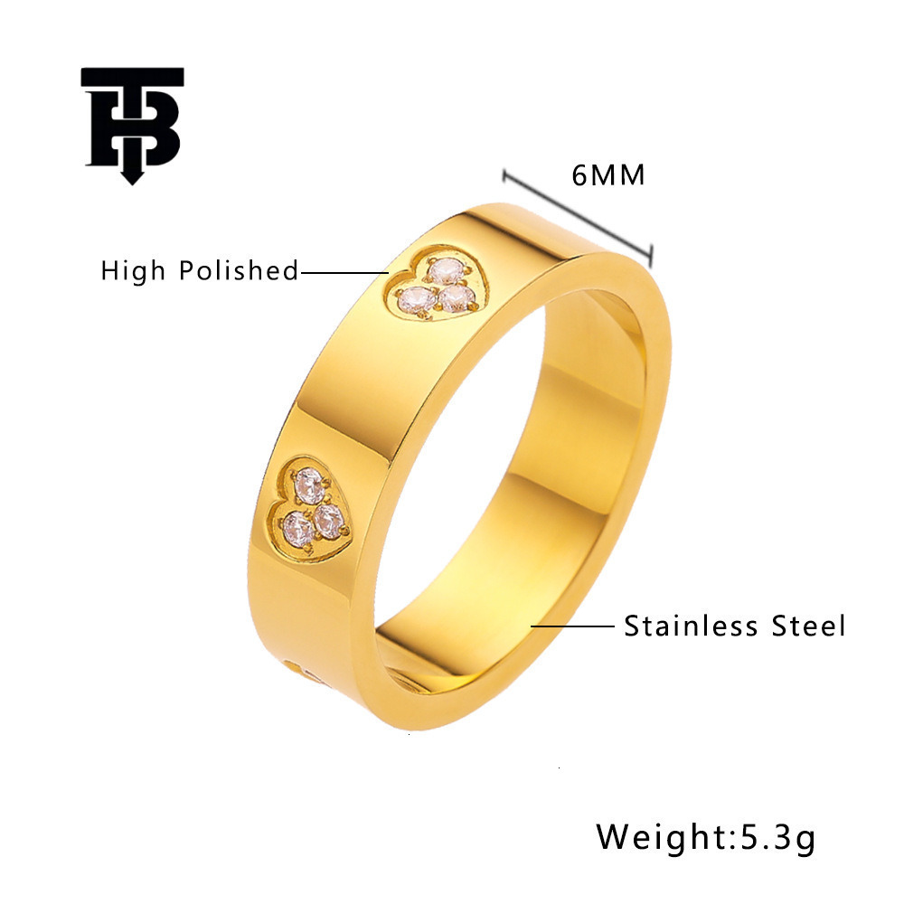 TB BHULAMTE Free Shipping New Designer Accessories European And American INS Style Simple 18K Gold Plated Diamond Inlaid Ring Gold Retro Heart-shaped 