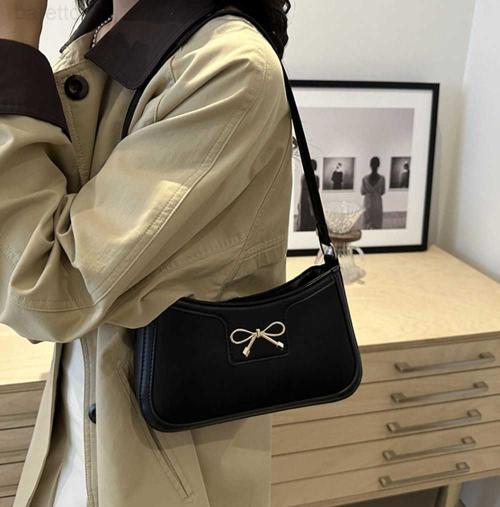 Small Shoulder Bag For WomenBow Shoulder Handbags Trendy Y2k PU Leather Purses Z250909