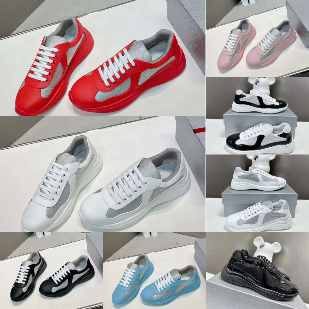 Designer Sneakers Mens womens cup classic casual running bright leather nylon outdoor trainers White black green yellow fashion Sports Trainer shoes
