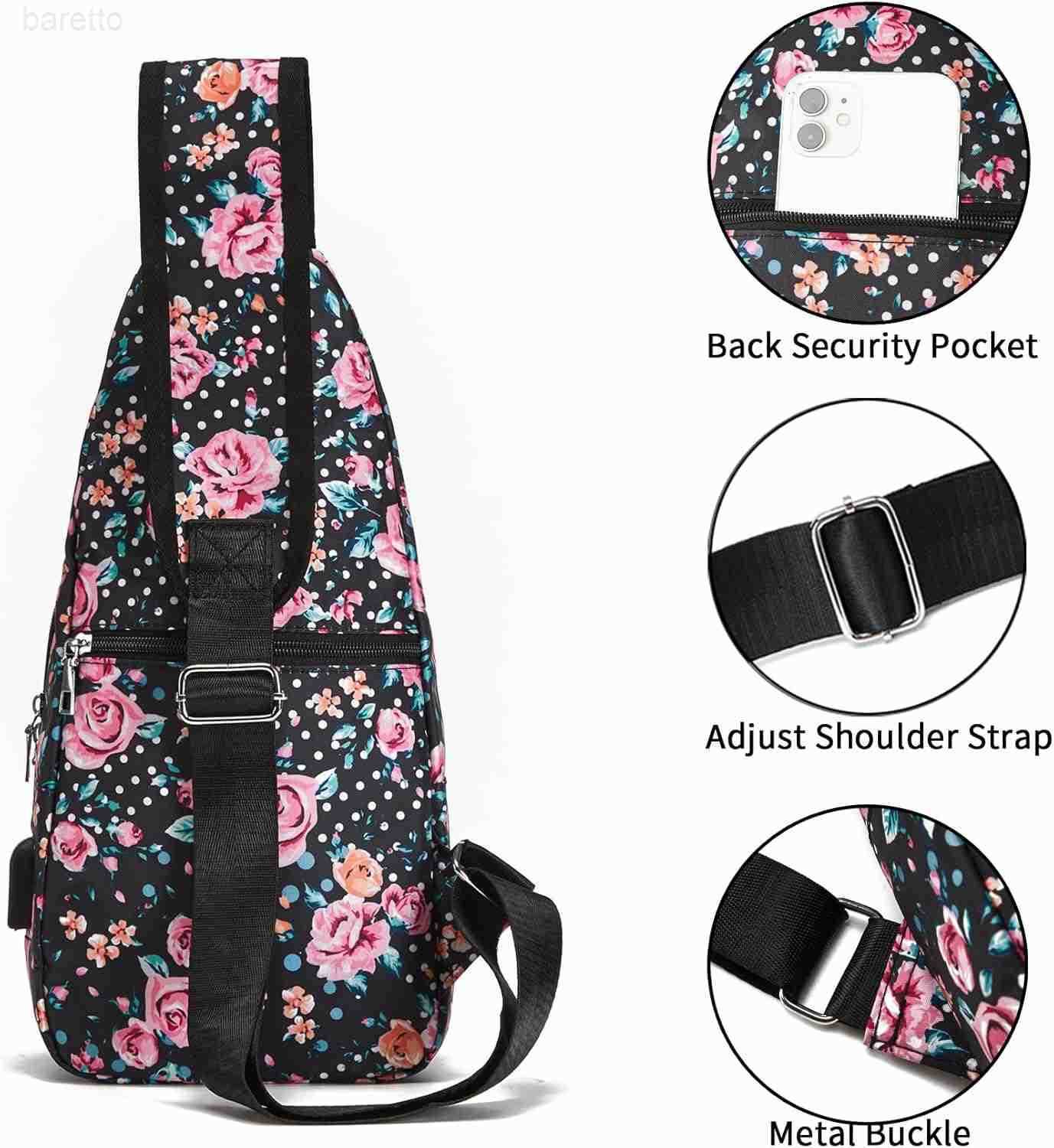 Rop Men Women Sling Backpack Anti Theft Crossbody Shoulder Chest Bag with USB Charging Port Z250909