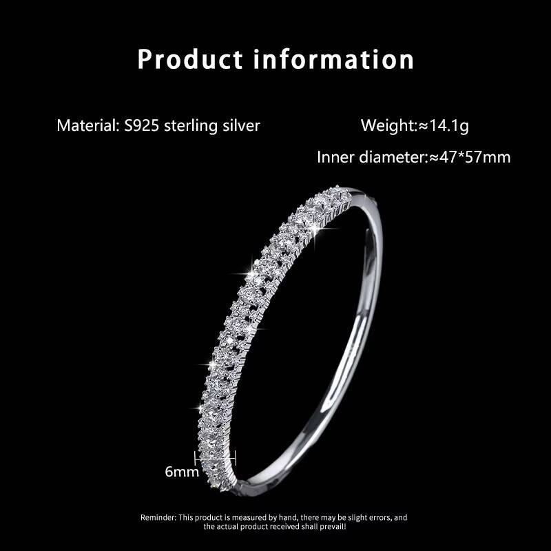 925 Sterling Silver VVS D Color GRA Full Moissanite Bracelet Women Fine Jewelry Bangles for Engagement Wedding Jewelry