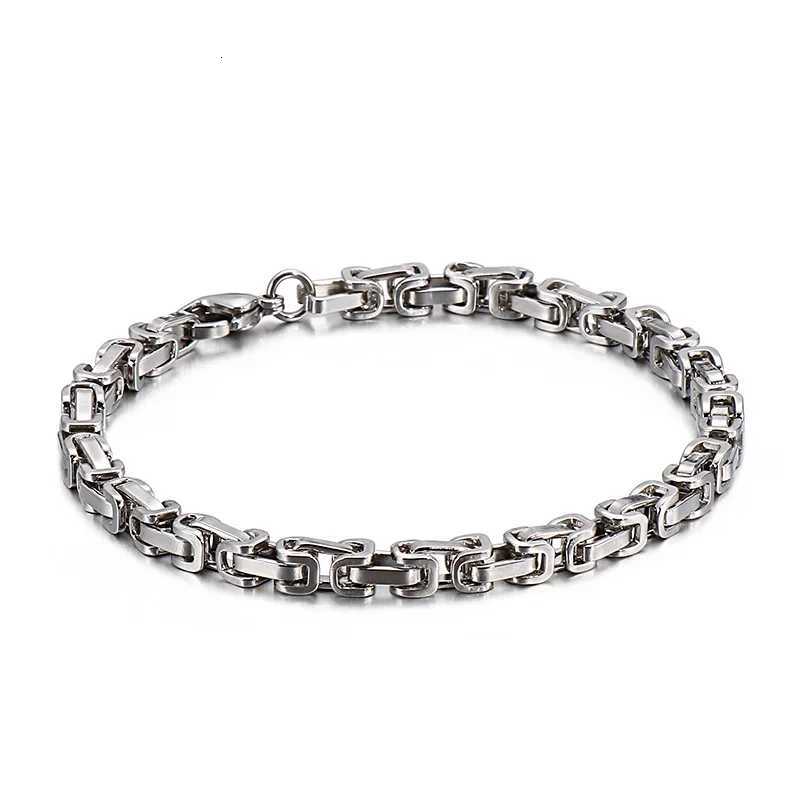Punk Heavy Byzantine Chain Mens Bracelet Solid Thick Metal Stainless Steel Cubic Link Chain Chunky Gothic Rock WristbandXJ250909