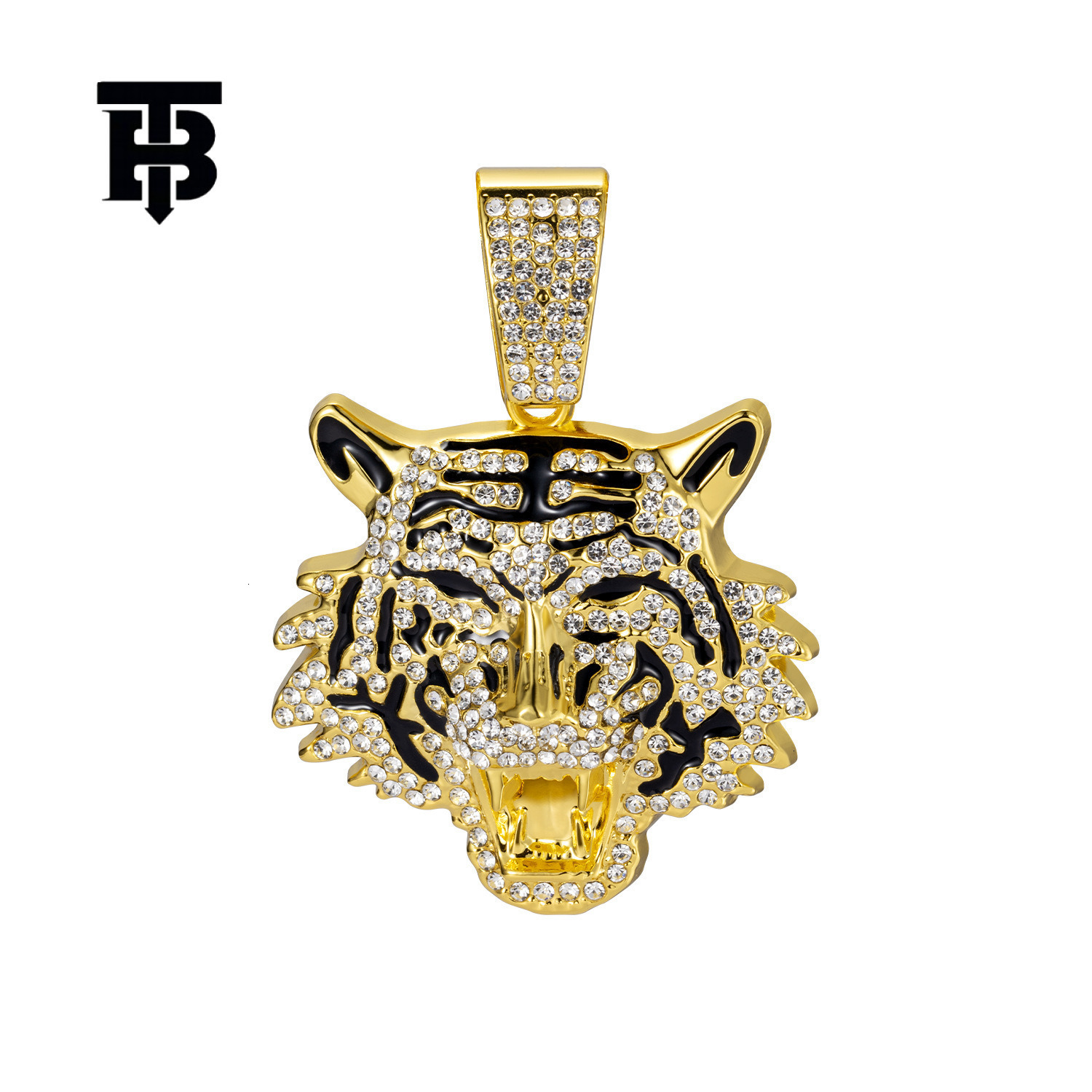 TB BHULAMTE Free Shipping New Designer Accessories Hot Selling High-quality Tiger Pendant Alloy Full Diamond Cuban Chain Hip-hop Trendy Men's Jew