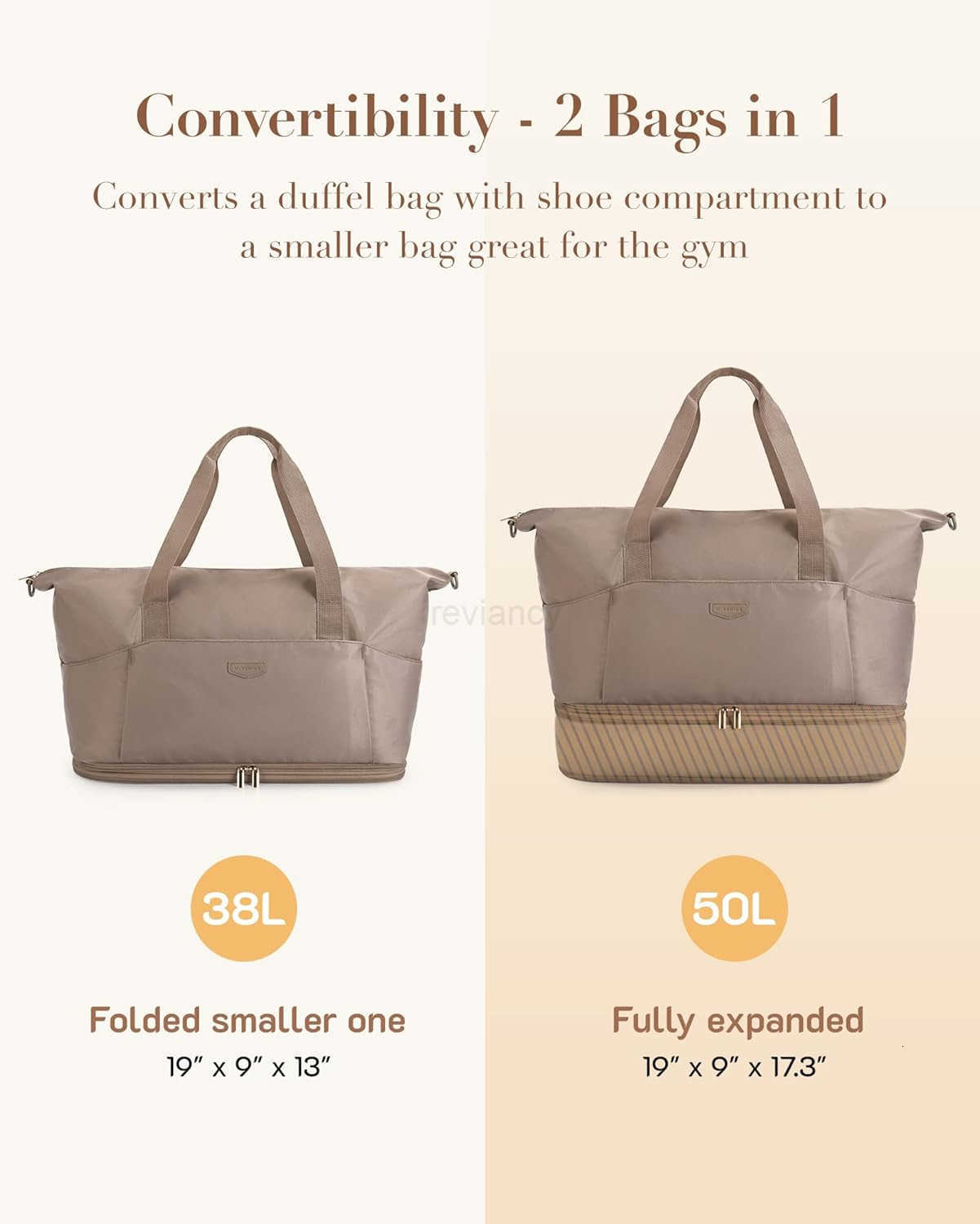 Weekender Bag for Women Foldie Travel Bag Expandable with Shoes Compartment Travel Duffel 50L Carry on Overnight GymY260116