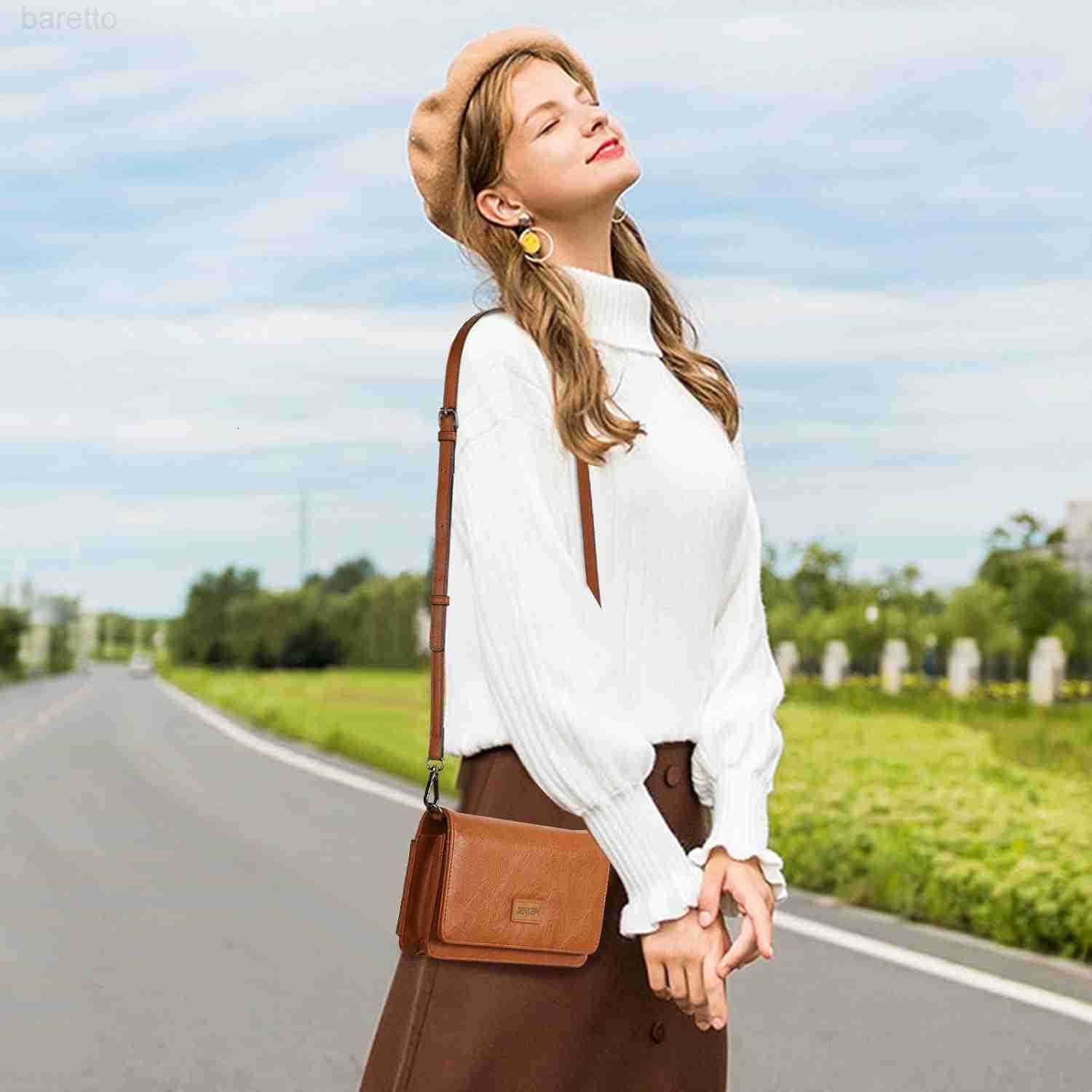 Small Crossbody Bags for Women Leather Cell Phone Purse Wallet with ID window and Card Slots Z250909