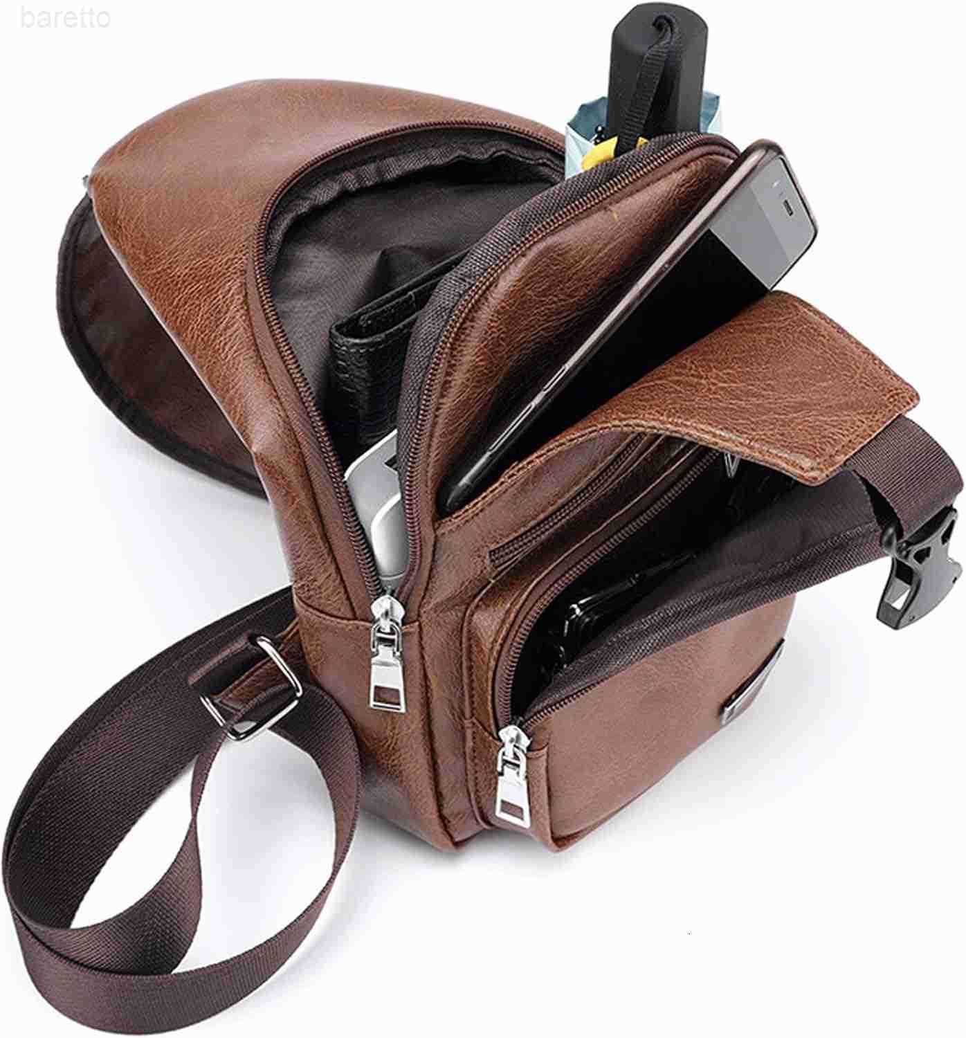 Rop Mens Sling Bag Small Chest Crossbody Shoulder Bag with USB Charging Port Z250910