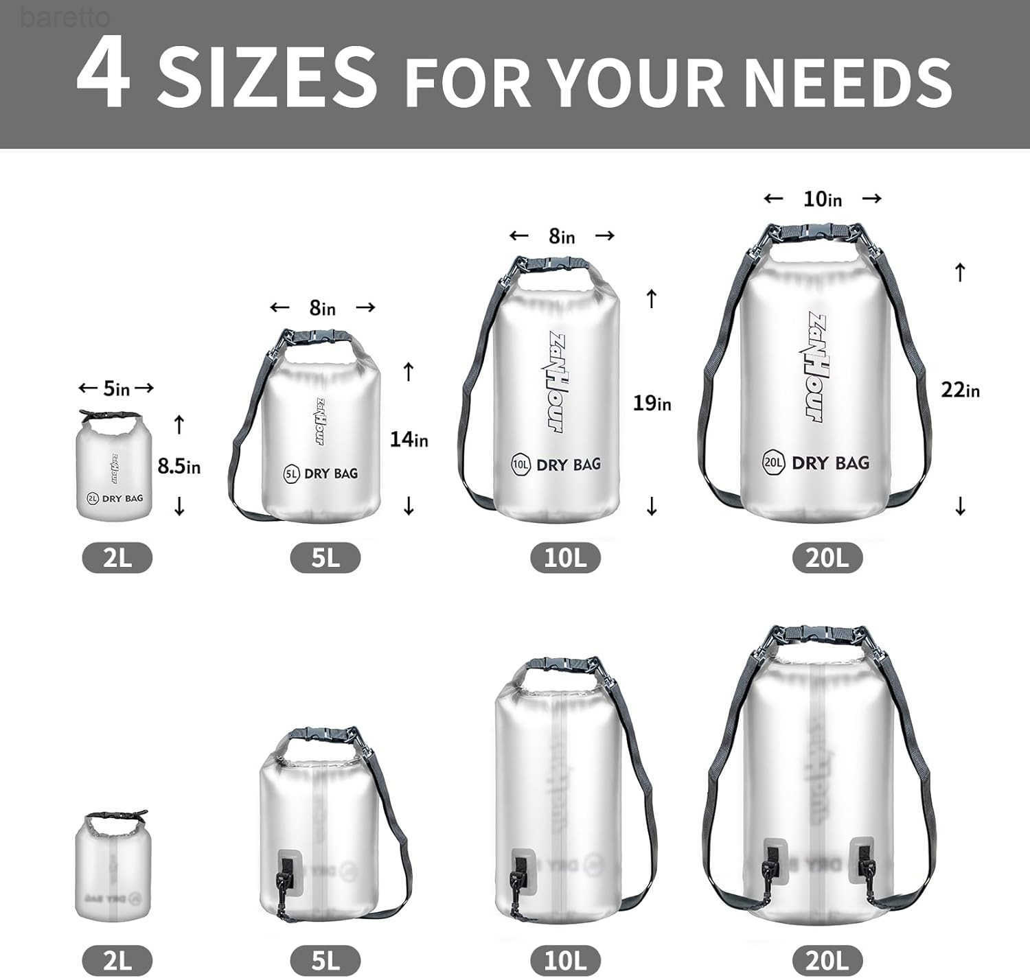 Dry Bag Roll Top Transparent Storage Bag2L5L10L20LSuitable for Traveling Swimming Kayaking Camping Fishing Rainy Day Trips Z250909