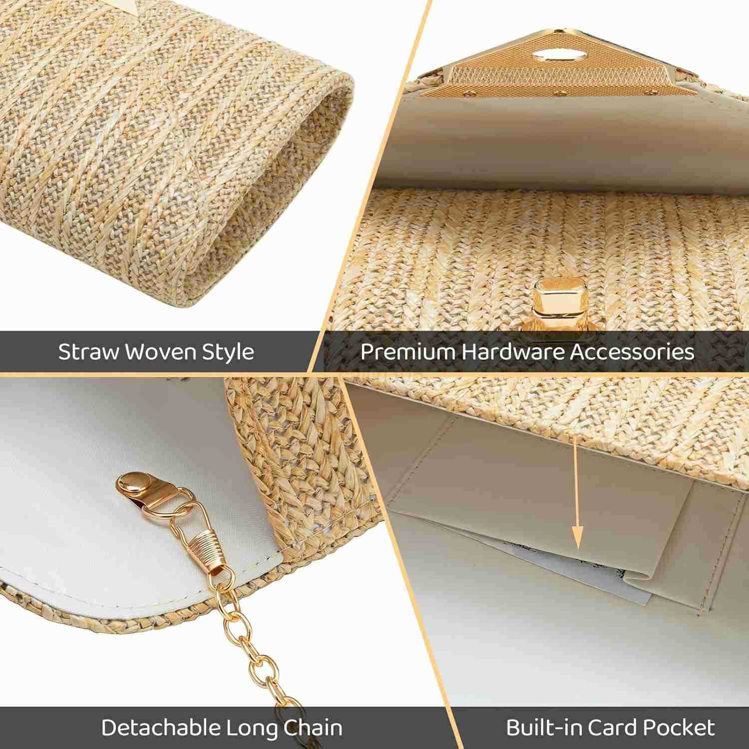 Purses for Women Envelope Evening Handbag Party Wedding Purse HandWoved Holiday Beach Bags with Chain Z25909
