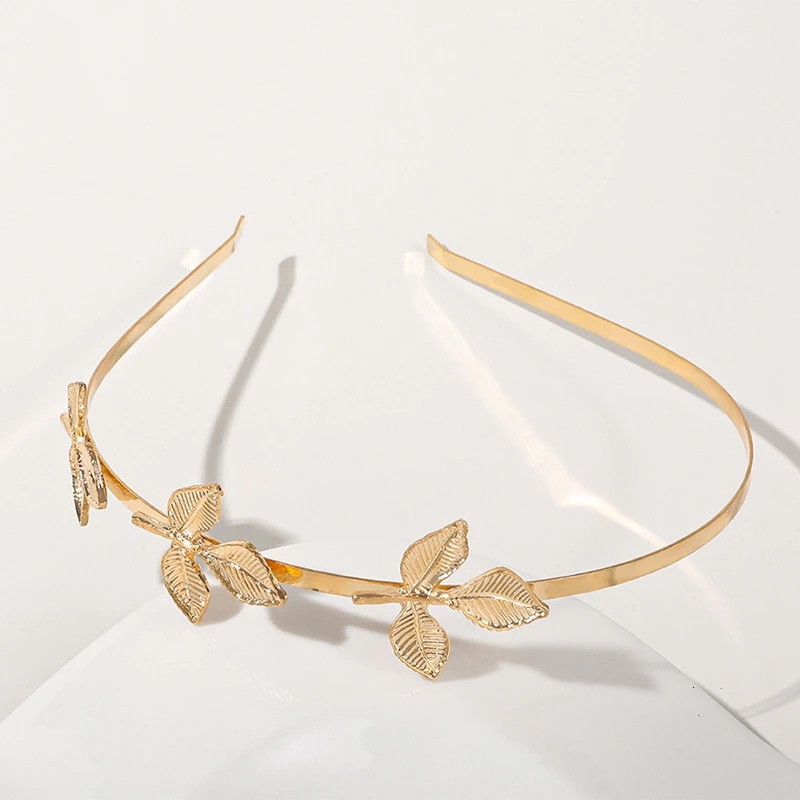Gold Color Leaf Headband Headpiece Crown Tiara Headdress Goddess Greek Head Jewelry Bride Wedding Hair Accessories 250909
