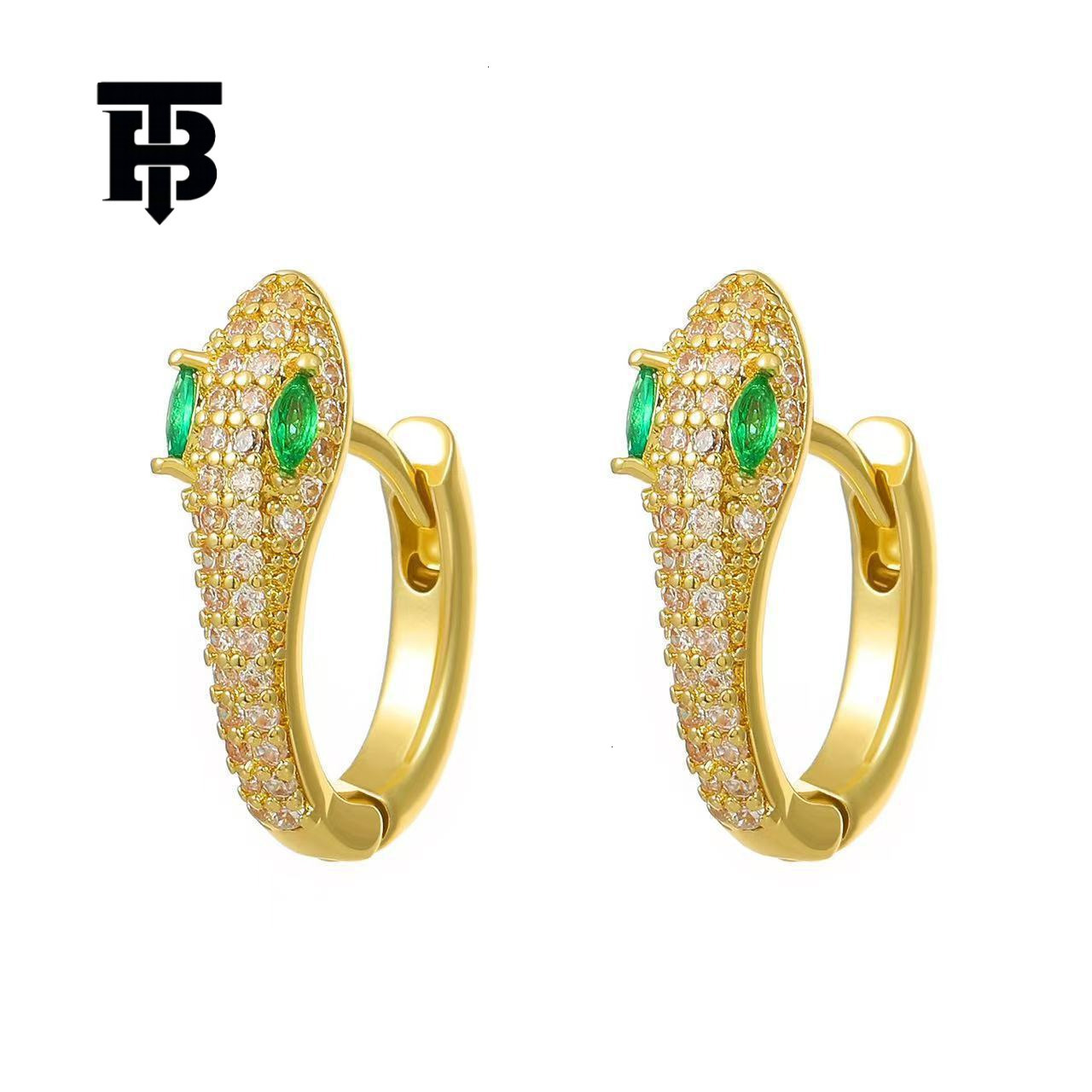 TB BHULAMTE Free Shipping New Designer Accessories Light Luxury Micro Inlaid Zircon Serpentine Ring Earrings Women's Ear Clips Creative Design Ea