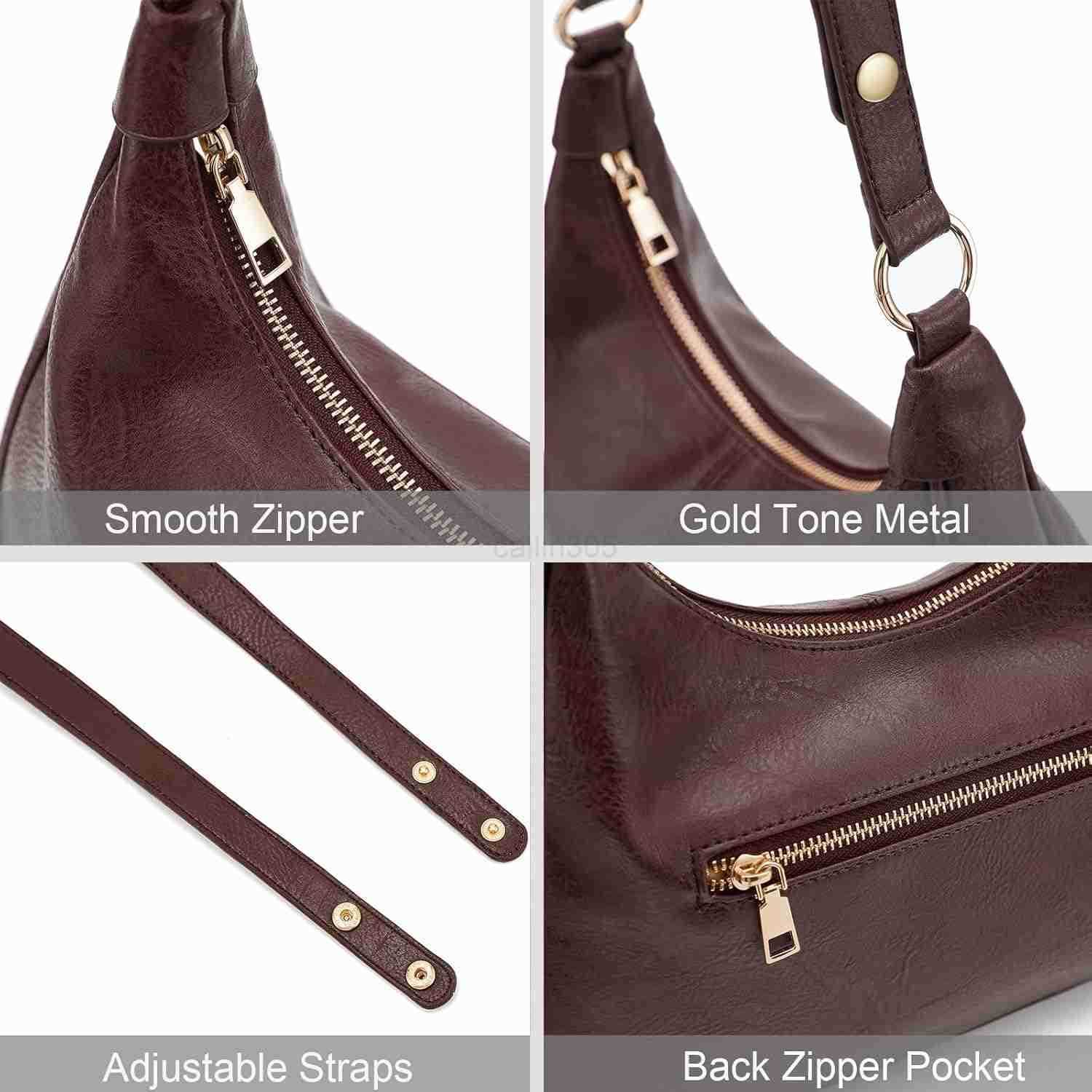 ZHOU Shoulder Bag for Women Ultra Soft Foldable Vegan Leather Crossbody Bags Tote Hobo HandBag Underarm Purses Z25909
