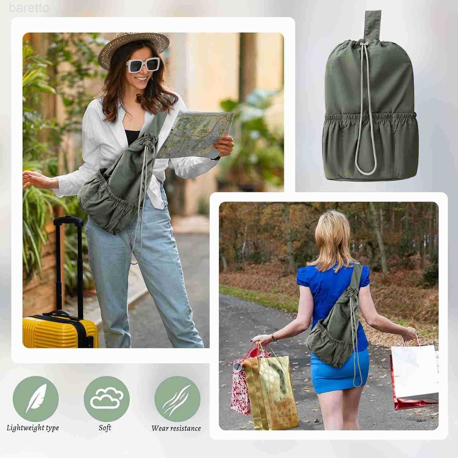 Single Shoulder Bag Drawstring Sling Backpack for Men Women Trendy Crossbody Bag Casual Urban DaypackGreen Z250909