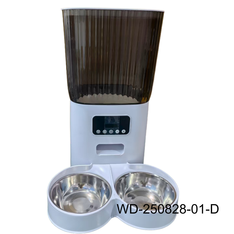 Timed Automatic Dog Cat Food Dispenser - Sealed Bucket Keeps Kibble Dry Single Double bowl - WD-250828-01
