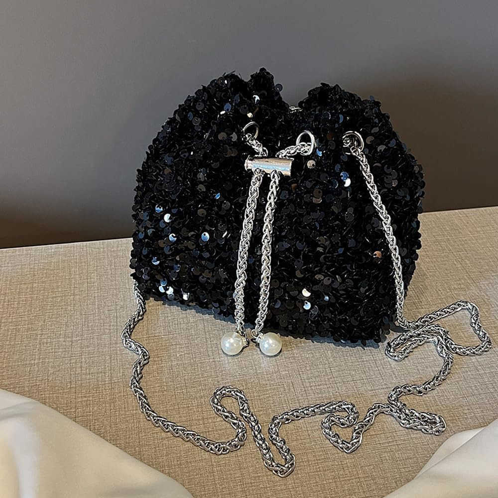 Shinny Evening Bag Bucket Purse Handbag Shoulder Bags Sequin Crossbody Bag Party Prom Crossbody Bag for Women Z25909