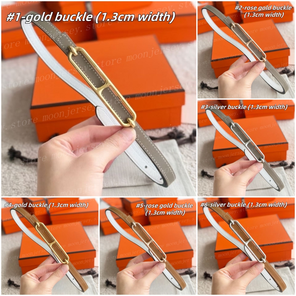 (go off picture not the description) Designer Belts Women's 1.3cm Width Horse Metal Buckle Belts Gold Silver Logo with Box Festival Gifts