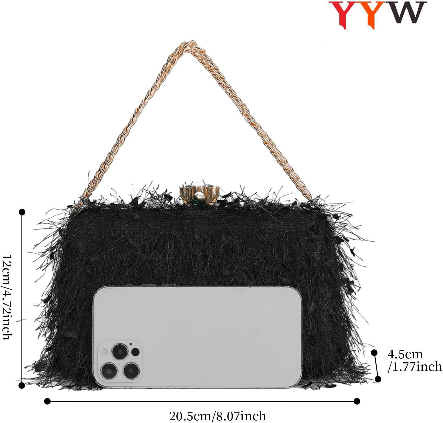 Clutch Purse for Women Cute Fluffy Evening Handbags Shoulder Bag for Wedding Party Banquet Z25909