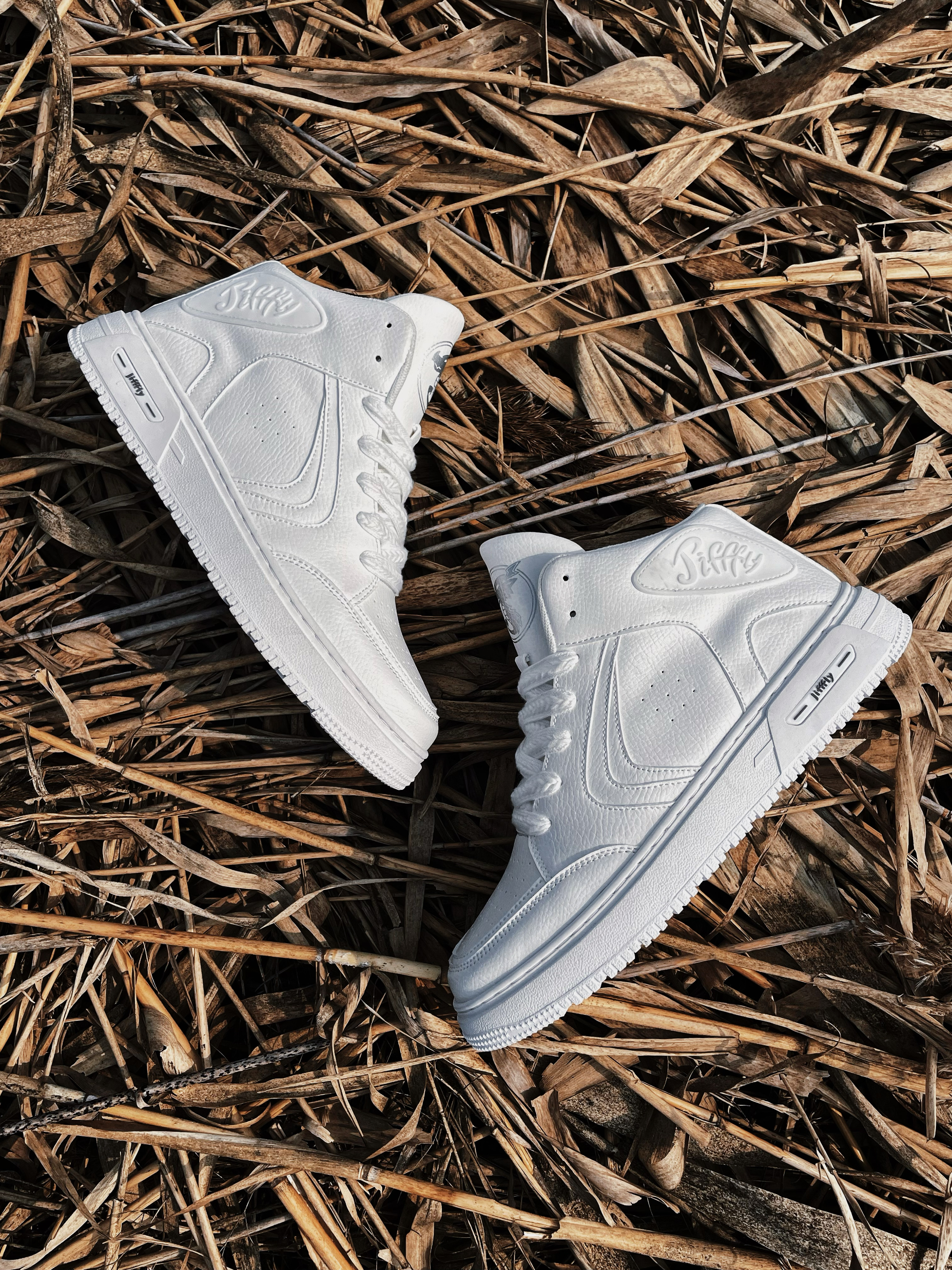 Jiffly High Top Sneakers for Men - Panda White Color with Height-Increasing DesignJFY-810
