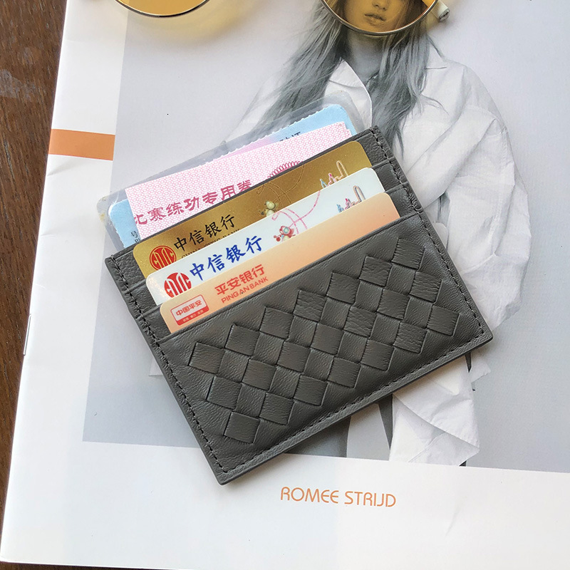 Luxury Brand Designer Bag Sheepskin Card Holder For Women, One-Piece Multi-Card Slot, 2022 New Woven Card Wallet, Ultra-Thin Card Sleeve, Compact, One