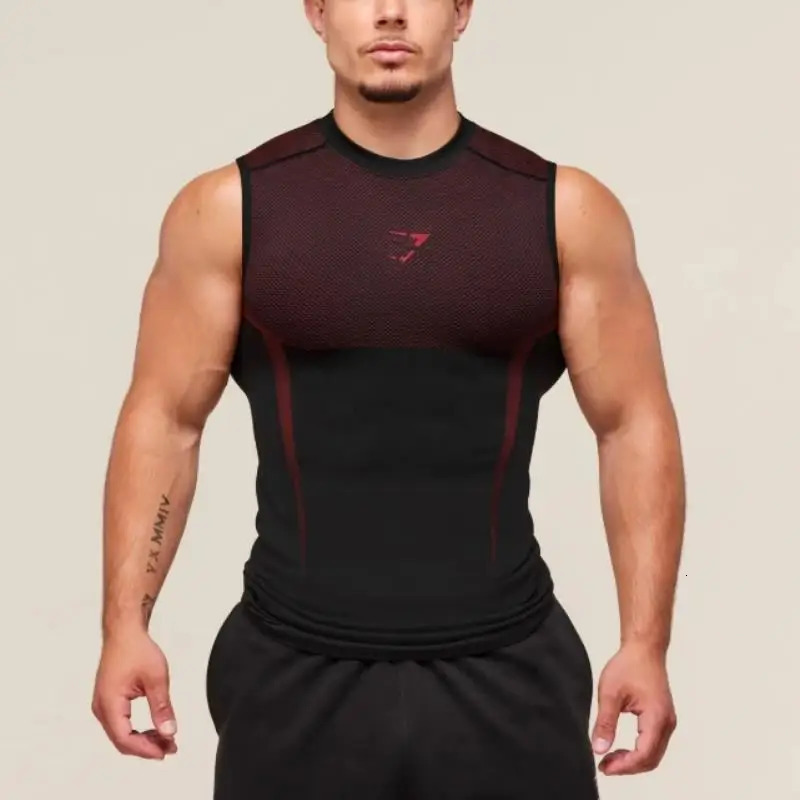 Mens Tight vest sports summer quickdrying breathable seamless fitness running training stretch tight top man sleeveless 250909