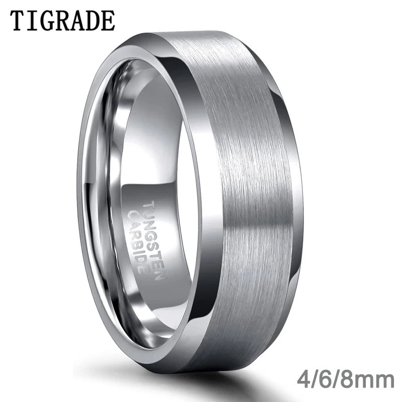 Tigrade 468mm Tungsten Carbide Engagement Ring Brushed Grey Silver Color Wedding Band For Men Women Couple Rings Comfort 250912