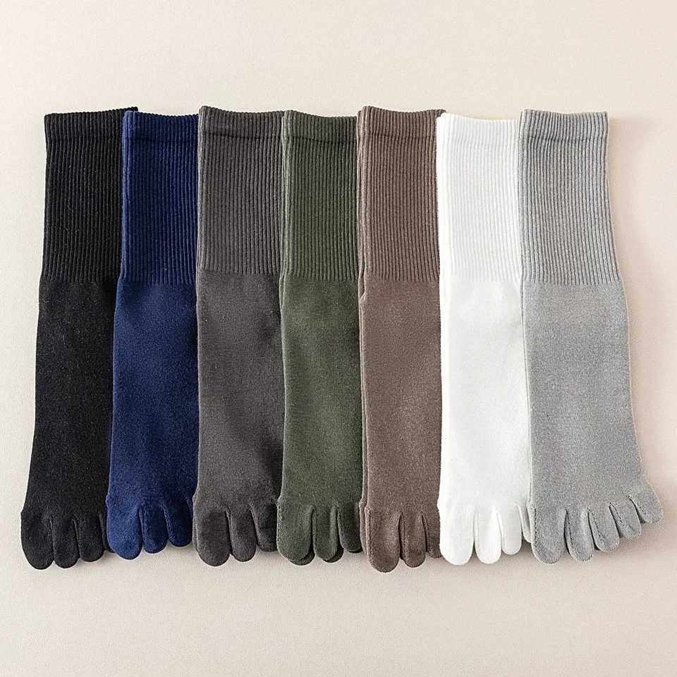 5 Pairs 100 Cotton Men Five Finger Socks High Qulity Solid Color Antibiotic Outdoor Sports Socks AntiOdor Split Toe Socks Z250909