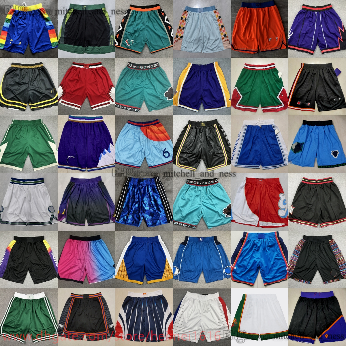 Classic Retro Mesh Basketball Shorts Movie Hip Pop Breathable Gym Training Beach Pant All-Star Sweatpants North Carolina College Man Sport Short Yellow