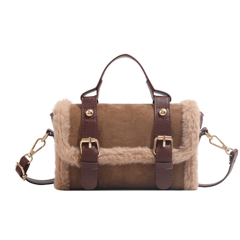 French Elegant Style Fashionable Handbag Women's Shoulder Bag New design Fashion Plush Small Square Bag Autumn New Designer Bag