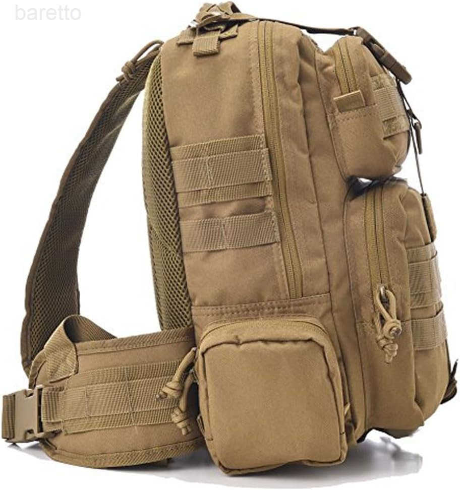 GEAR Tactical Sling Bag Military Style Single Shoulder Sling Pack with USA Tactical Flag Patch Tan with flag patch Z250909