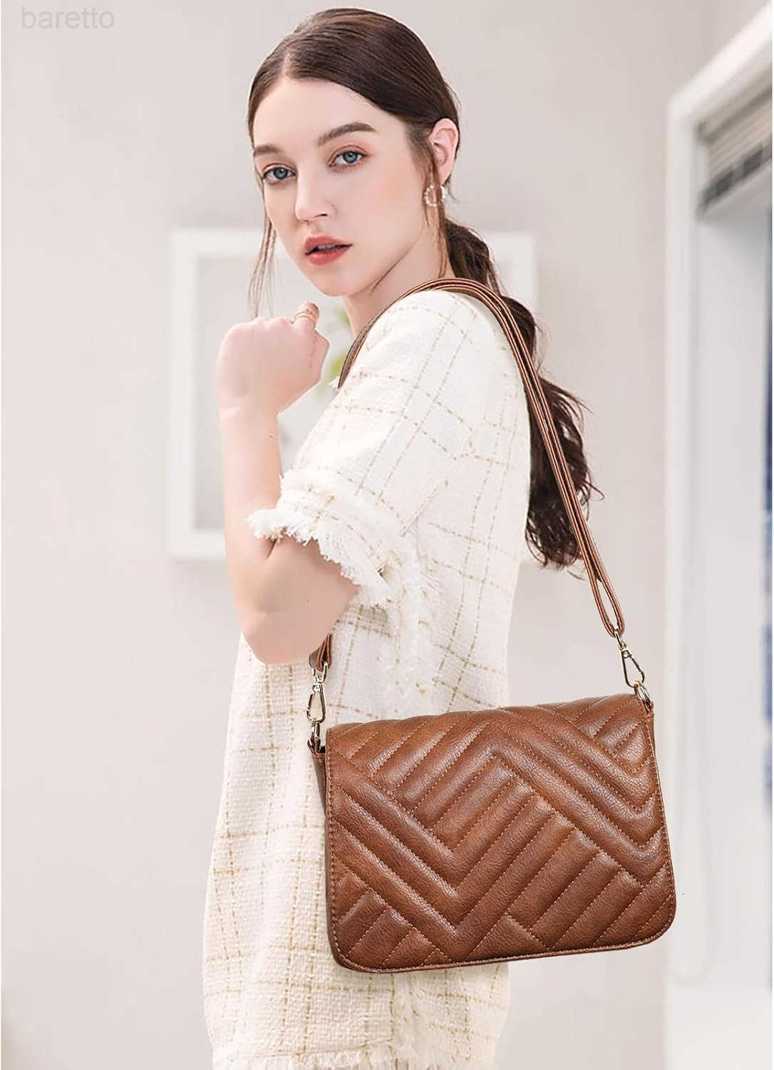 Quilted Leather Crossbody Bags for Women Ladies Shoulder Purse Satchel HandBag with Chain Trendy Strap Z250909