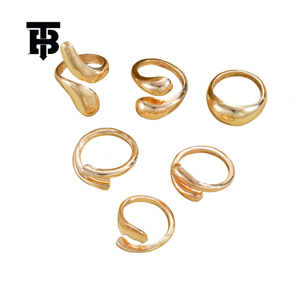 TB BHULAMTE Free Shipping New Designer Accessories Fashion Irregular Water Drop Gold Ring Light Luxury Elegant Design Jewelry Set