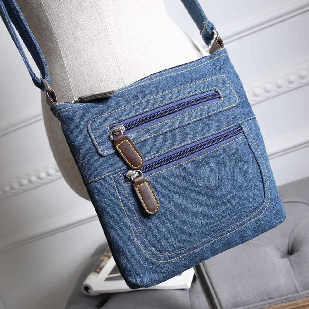 Denim Crossbody Bag for Women and Men Small Single Shoulder Bag Satchel Handbags Ladies Purses Casual Bag Multipocket zip Square Wallet Z250909