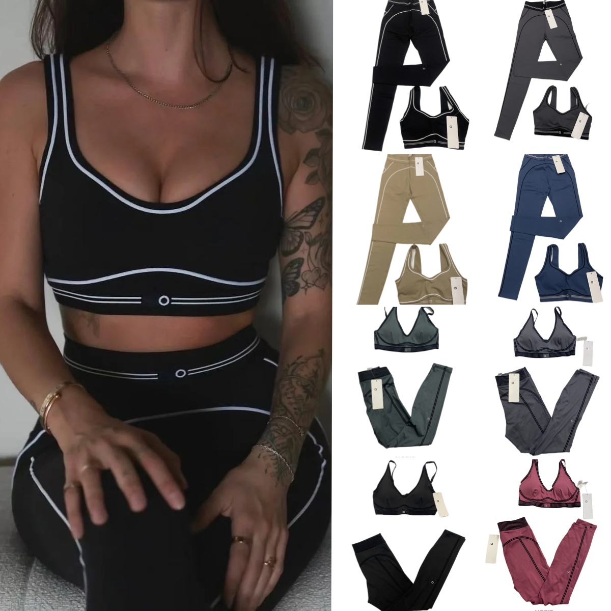 2025 5a top Yoga Set Tops Sports Bra+Leggings High End Low Back Dance Yoga Outfits Summer Women Running Fitness Pilates aloness women clothes Sets
