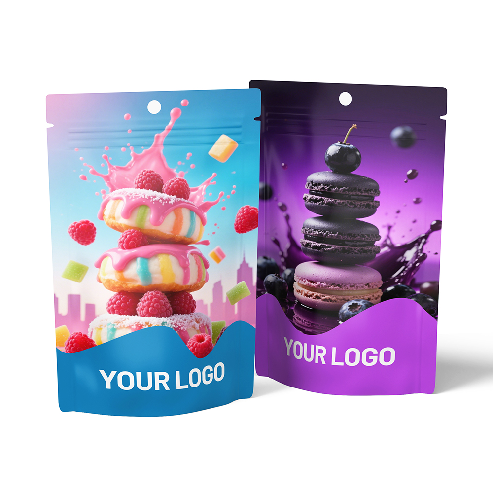 Custom Print Food Sugar Edible Gummy Candy Snack Packaging Mylar Bag Resealable Zipper Stand up Pouch with Window