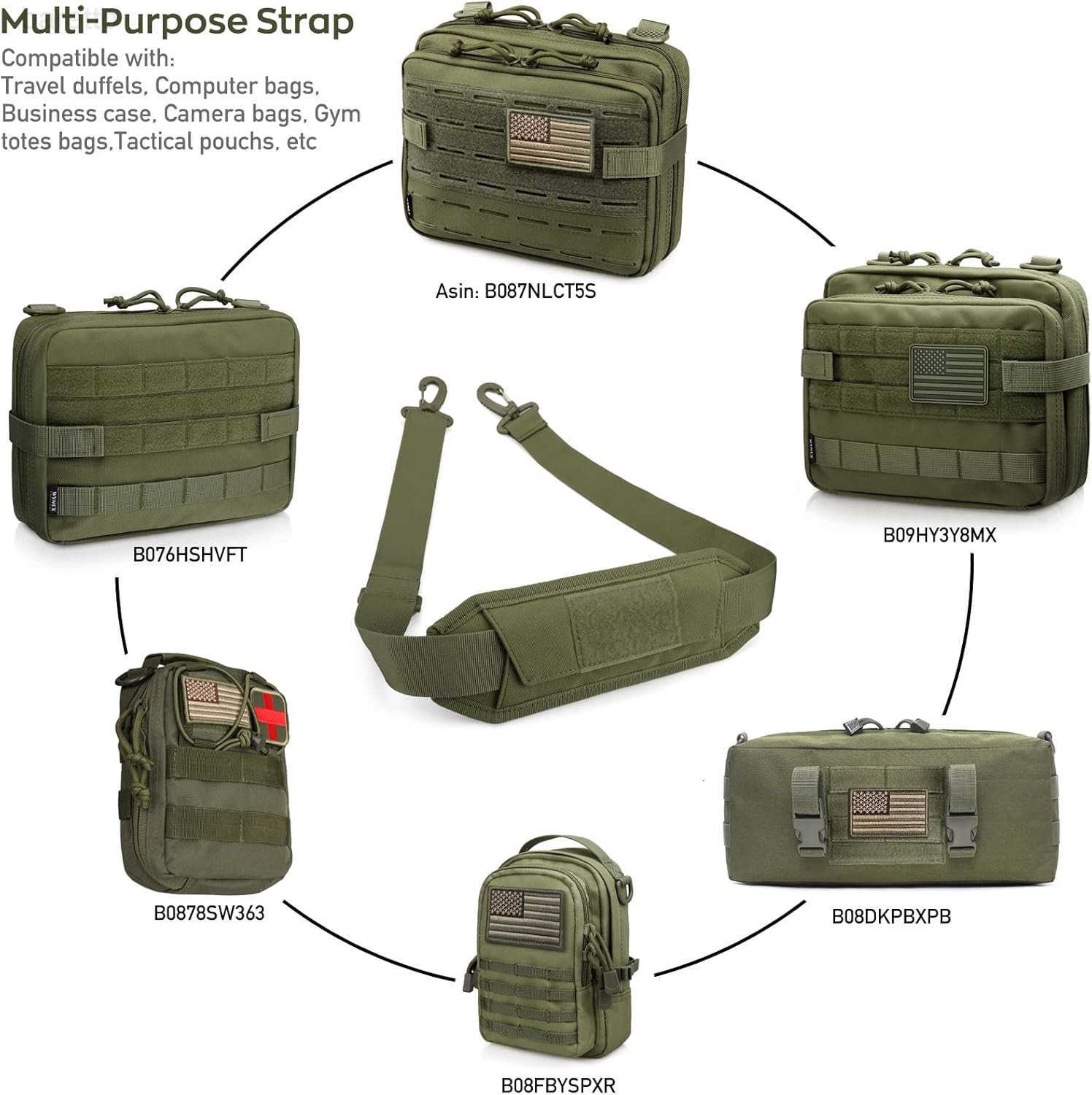 Shoulder Strap Pad for Tactical Pouch Universal Bag Strap with Detachable Thick Pad Single Shoulder Straps Replacement Z250909
