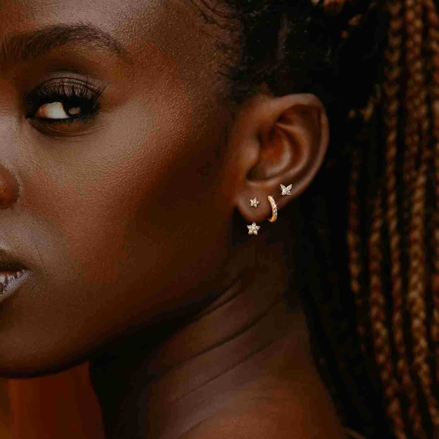 14K Gold Earrings for Women S925 Sterling Silver Earrings for Multiple Piercings Cartilage Stud Small Hoop Dainty Earrings SetW250909