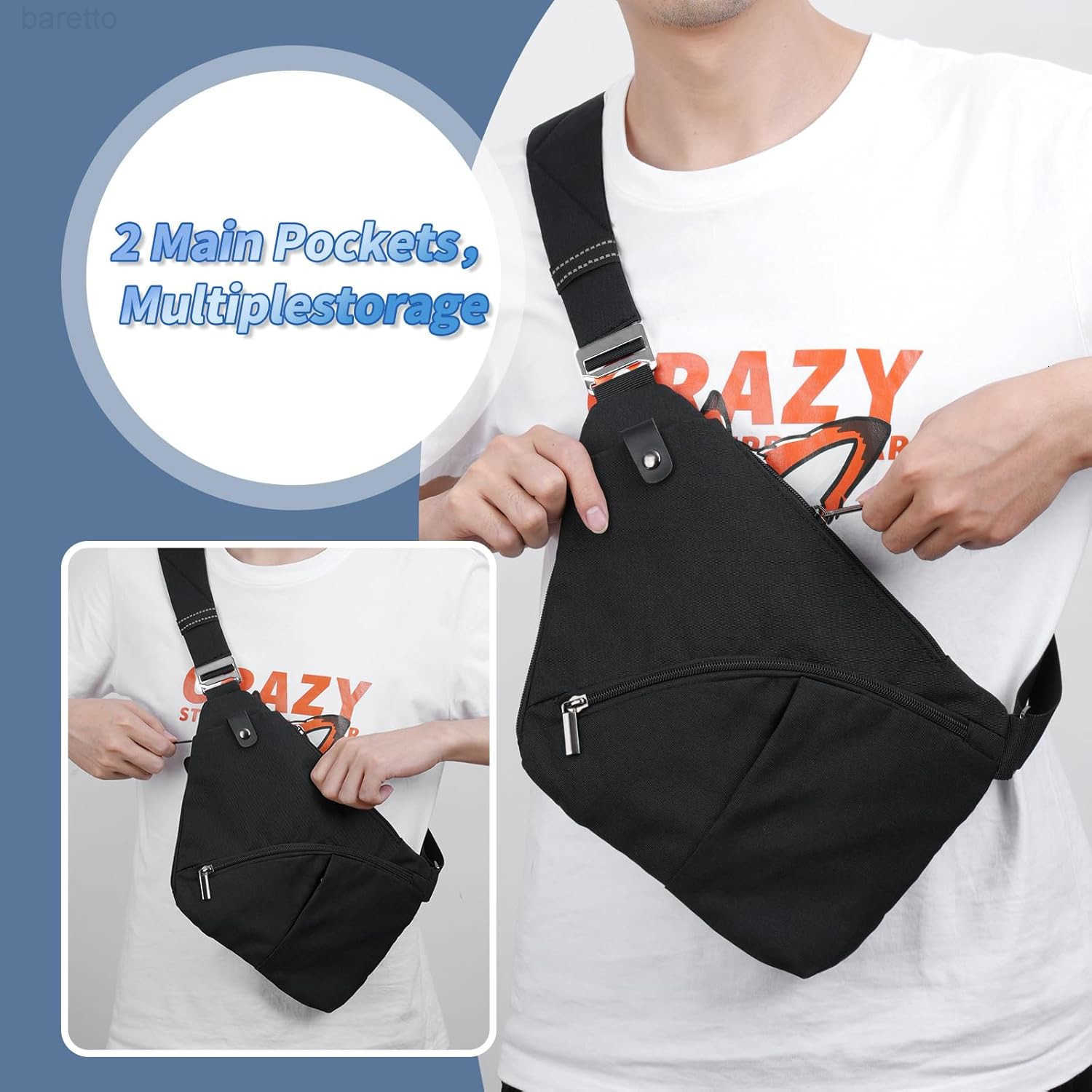 Sling Bag for Men and Women Anti theft Crossbody Bag Lightweight Shoulder Chest Bag for Travel Gym Z250910