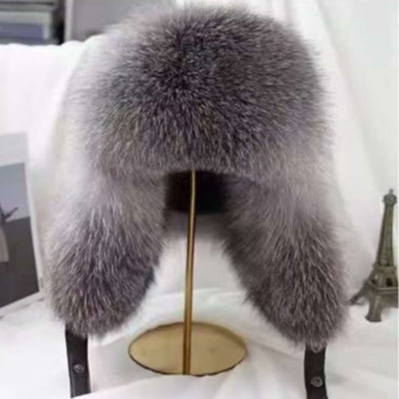 Outdoor Women Natural Fox Fur Russian Ushanka Hats Winter Thick Warm Ears Fashion Bomber Hat Lady Genuine Real Fox Fur Cap 241014