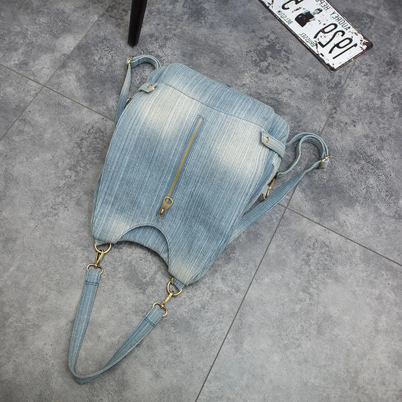 2025 new collection Retro Style Denim Women's Backpack Casual Travel Bag Blue Women's Shoulder Bag Autumn New Designer Bag Women's Hand