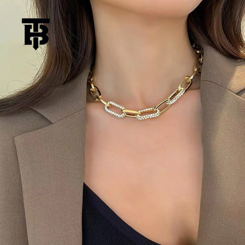 TB BHULAMTE Free Shipping New Designer Accessories Exaggerated Heavy Chain Metal Decoration Necklace Women's Fashion INS Short Collarbone Chain