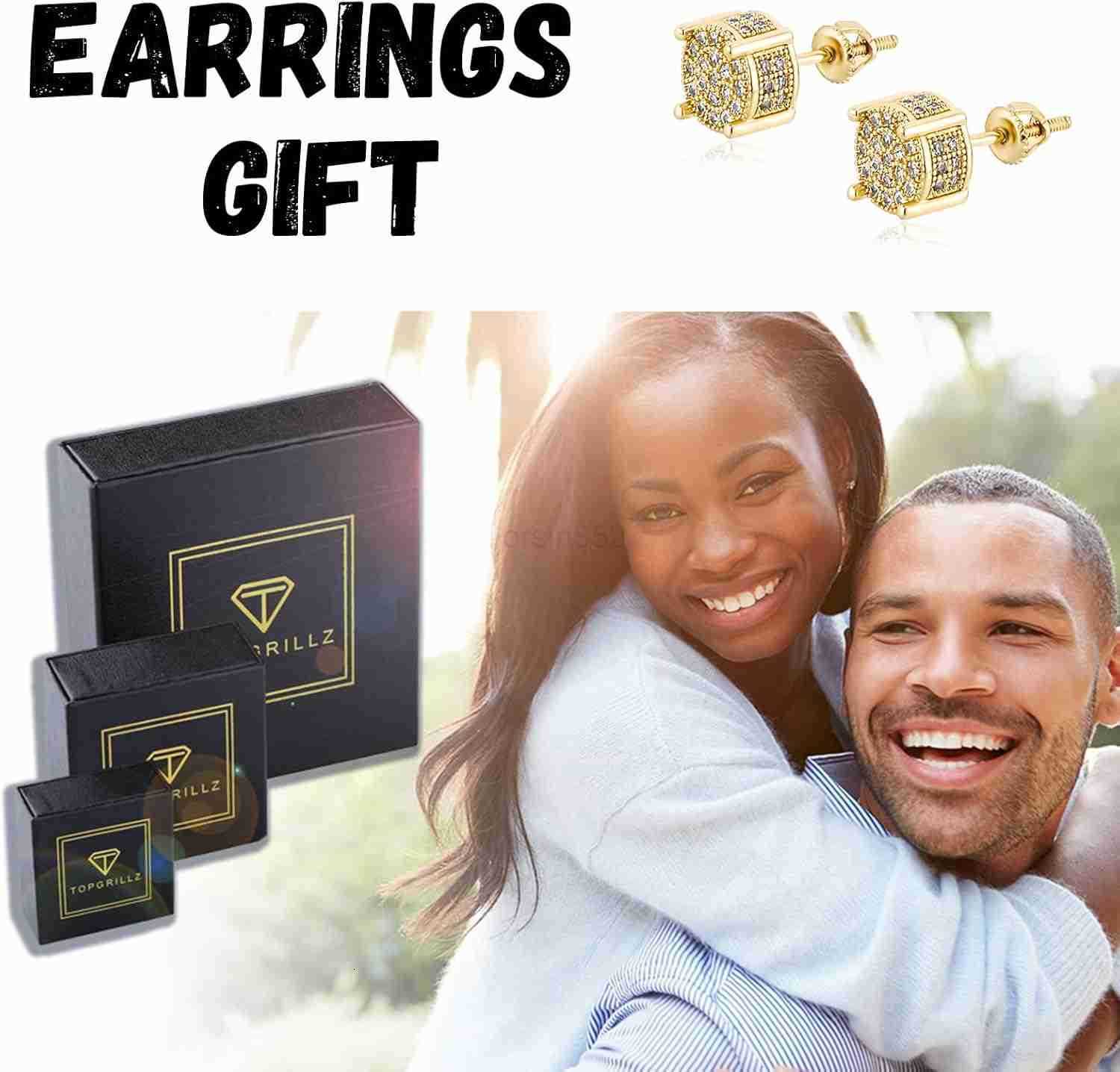 Screw Back Earrings 14K Golden Plated 5A Cubic Zirconia Cluster Round Screw On Stud Earrings For Men Women Aretes De HombreW250909