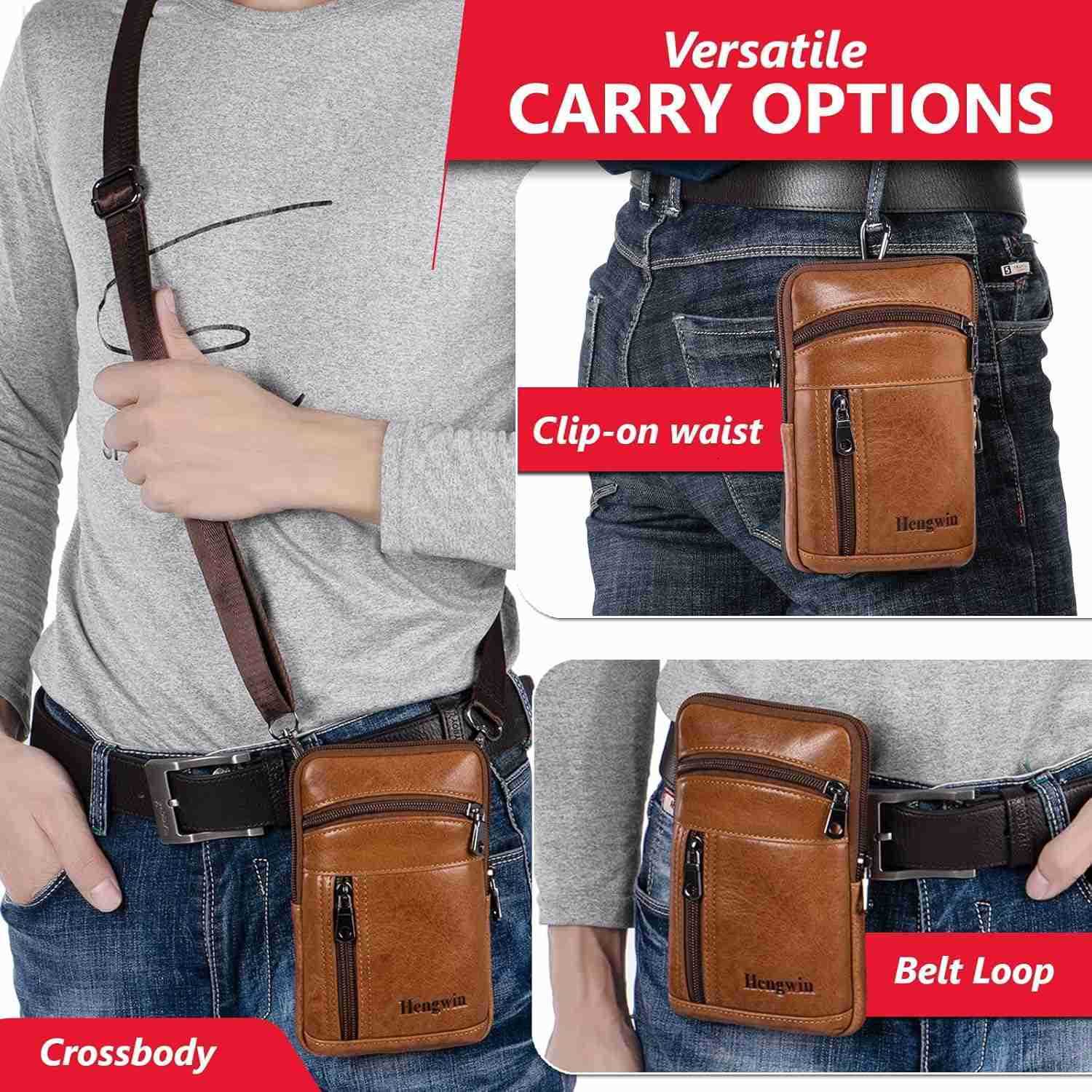 Leather Phone Holster Fits for iPhone 16 15 14 13 12 11 Pro Max Samsung Galaxy S25 Ultra S24 Ultra S23 A15 Wallet Case with Belt Clip Pouch Crossbody 
