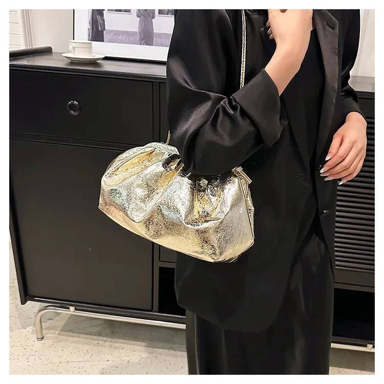 2025 new collection Leather Women's Handbag Party Handbag Women's Shoulder Bag Pleated Cloud Bag Autumn New Designer Women's Crossbody 