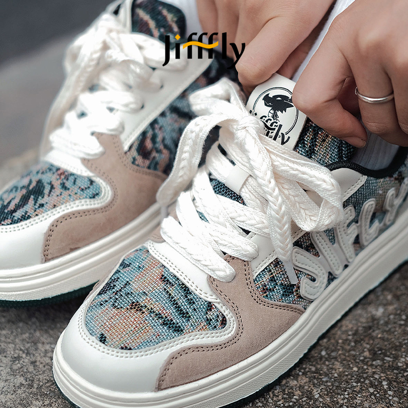Casual Korean-Inspired Airflow Jifffly Vintage Doodle Patterned Athletic SlippersJFY-831