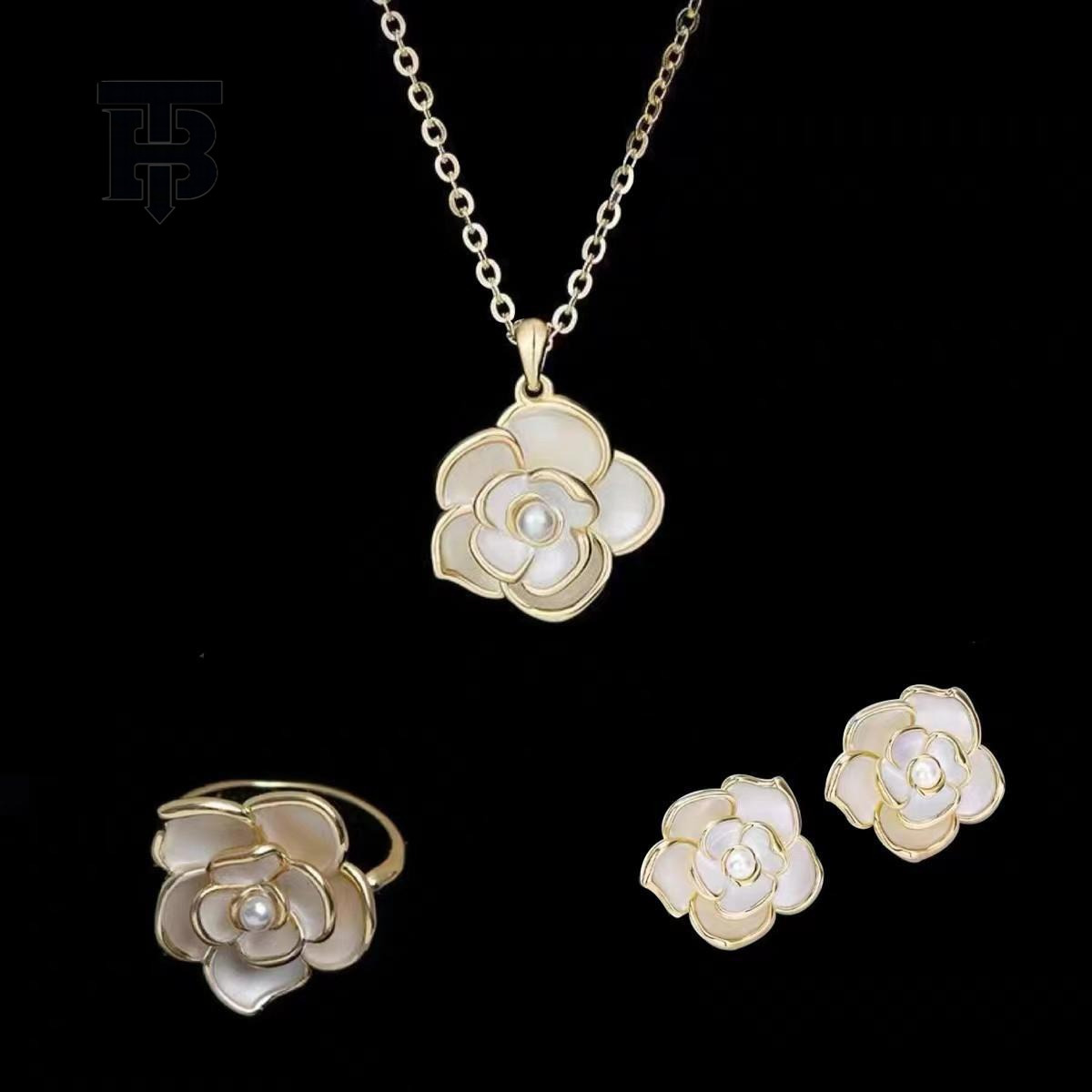 TB BHULAMTE Internet Hot Sale Women's Luxury Chanel Style Necklace And Earring Set High-end Designer Collarbone Chain Niche Gift Jewelry Gold-pla