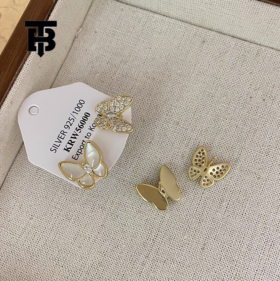 TB BHULAMTE Free Shipping New Designer Accessories Asymmetric Shell Butterfly Earrings Micro-inlaid Zircon Earrings Style Elegant Simple Versatile Ear