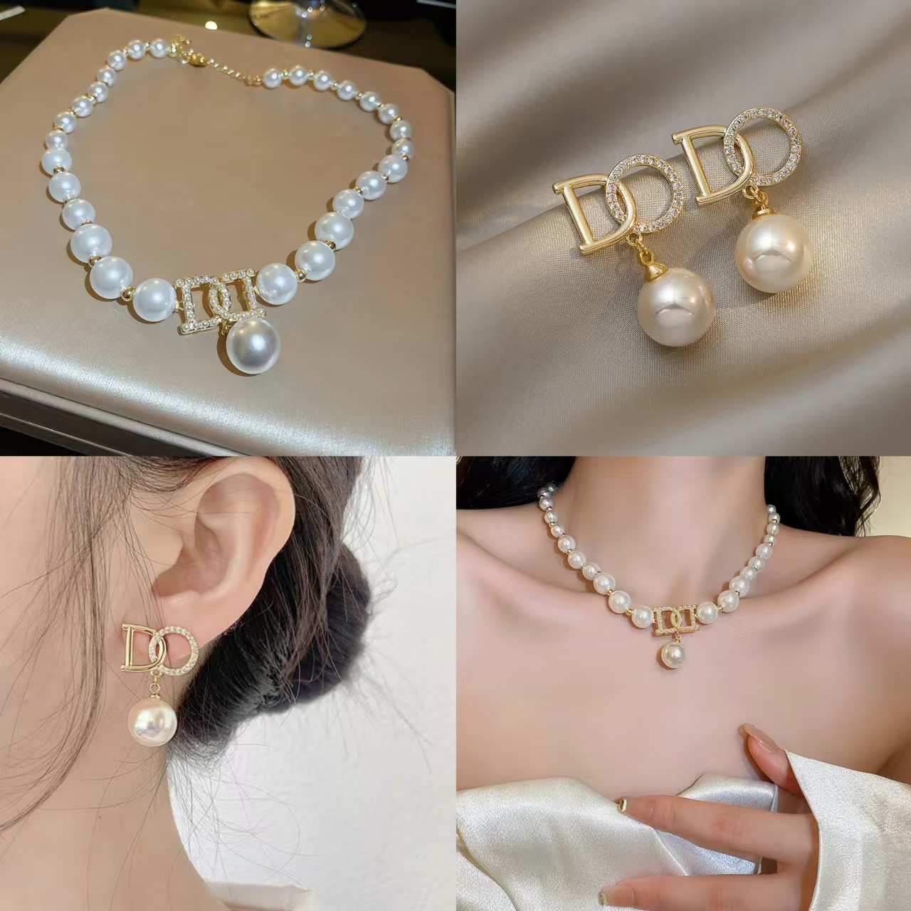 Designer Necklace For Women's Earrings Titanium Pearl Necklace Bracelet Earrings Collection Personality Simple Style Fashionable Luxury Earrings