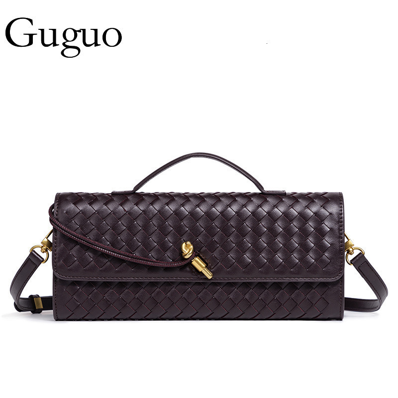 Guguo Designer Luxury Hot Item Niche Woven Single Shoulder Baguette Bag Fashion Horizontal Clutch Accordion Women's Crossbody Bag Long Bag Leisur