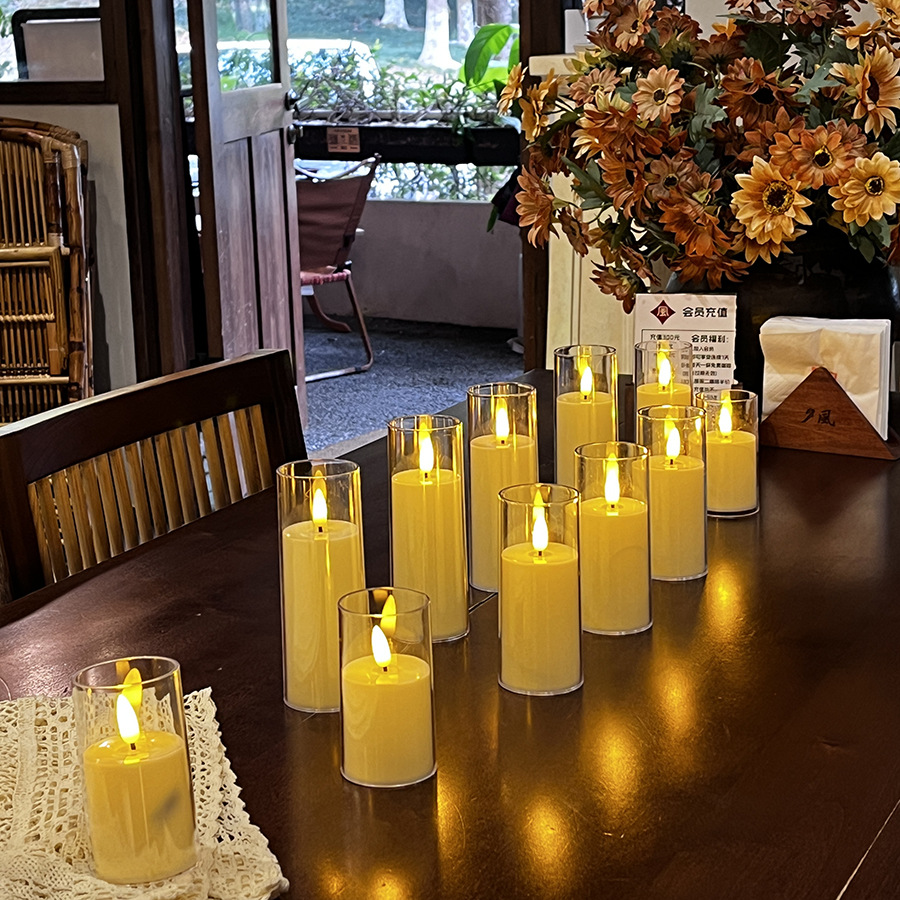 3pcs/set Flameless LED Candles Realistic Flickering Flame Christmas Halloween Parties Home Decor LED Pillar Candles for Home Decoration