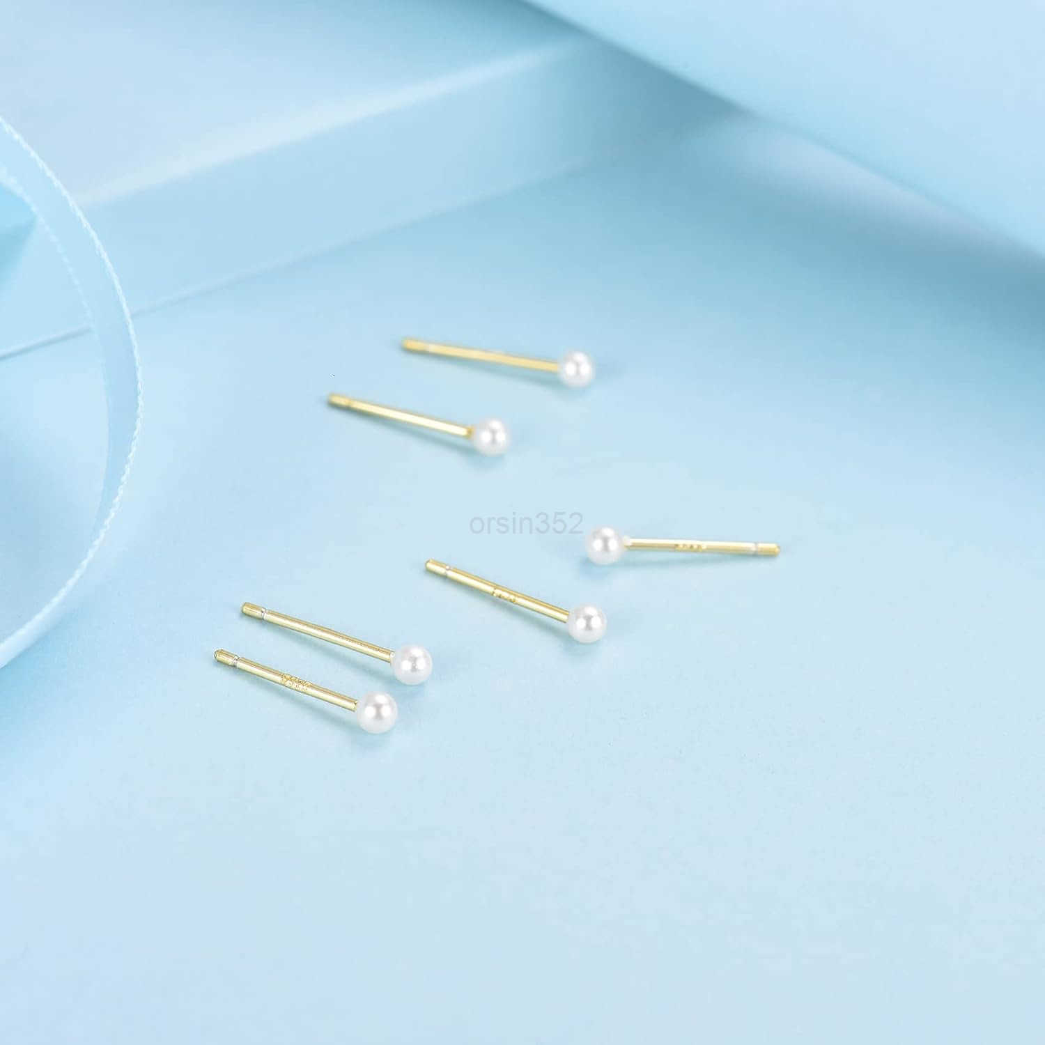 Sterling Silver Stud Earrings for Women 3 Pairs of 2mm Tiny Ball Stud Earrings Round CZ Cubic Zirconia Earrings Pearl Earrings Set Cartilage Small Tra