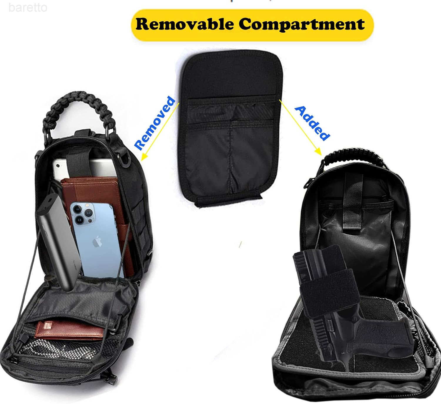 Compact Concealed Carry Sling Bag Cut Molle Pistol Holster EDC Single Shoulder Chest Backpack Pack Black Z250909